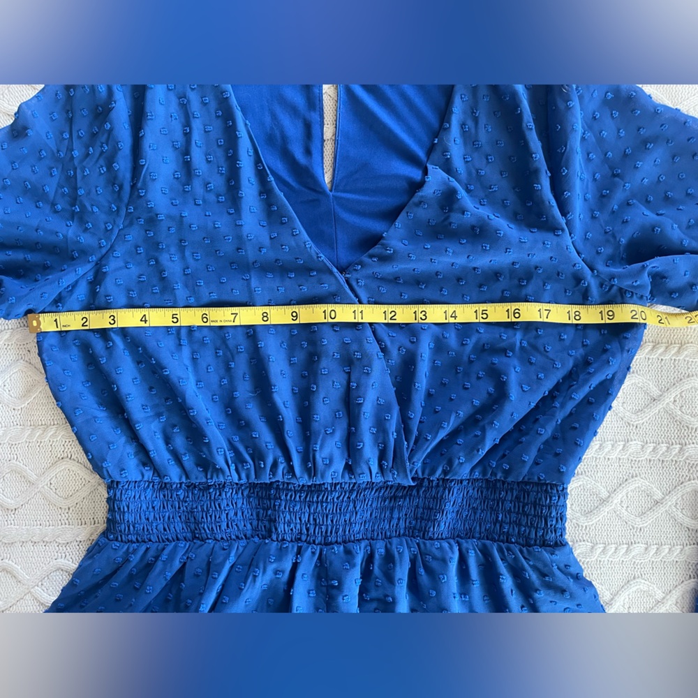 Lulu's Royal Blue Lace V-Neck Romper Cinched Waist Women’s Size Large - Picture 14 of 16